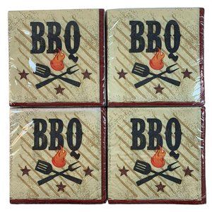 BBQ Beverage Paper Napkins 4 7/8 Inches 2 Ply Lot of Four 18 Ct Pkgs